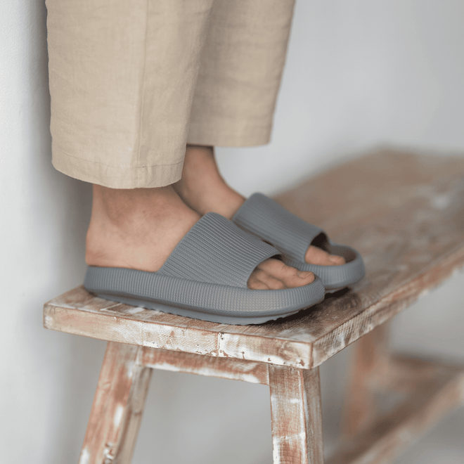 Mens Cushion Slides - Cloud Slides Grey